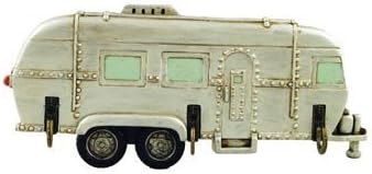 Vintage Trailer RV Camper Wall Plaque Sculpture, Key Holder 3 Hook Rack, 8"