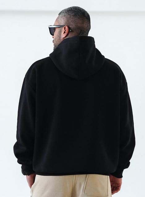 JMIERR Men's Sweatshirt Mens Fall Vintage Drawstring Hoodies Sweatshirts for Men Long Sleeve Hooded Pullover with Pockets Collar Fleece Casual Basic Simple Winter Shirts Sweater, US50(2XL), Black