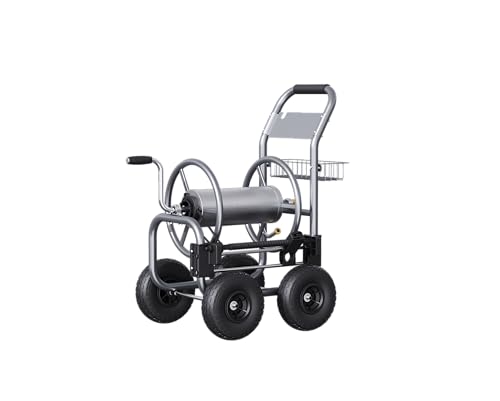 Giraffe Tools Hose Reel Cart, Hose Cart with Wheels Heavy Duty, Industrial Hose Reels for Outside, 250-Feet of 5/8" Hose Capacity, Hose Guide Pre-Installed
