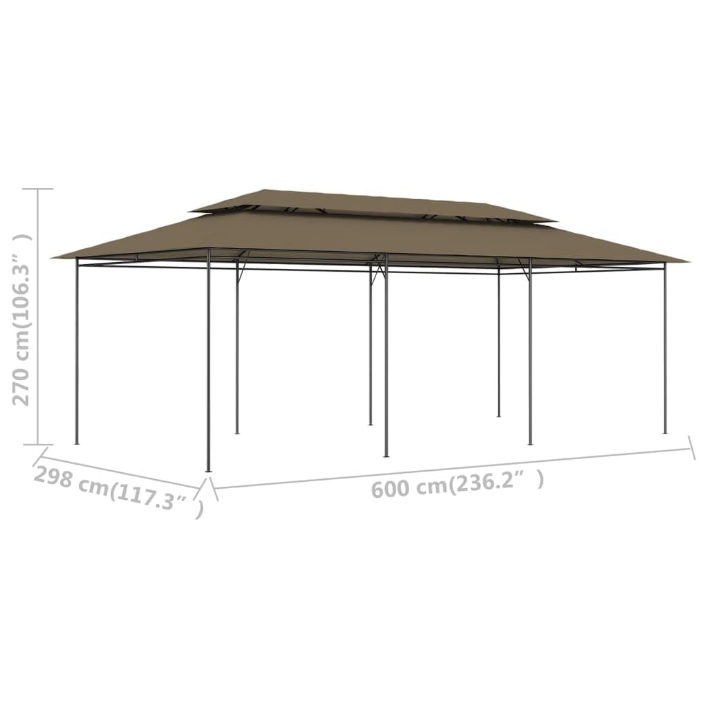 Taupe Gazebo, 236.2x106.3 Inch Outdoor Canopy Tent with Tubular Steel Frame, UV Resistant Polyester Fabric, Foldable Patio Shelter for Garden, Beach, BBQ Lawn Structures