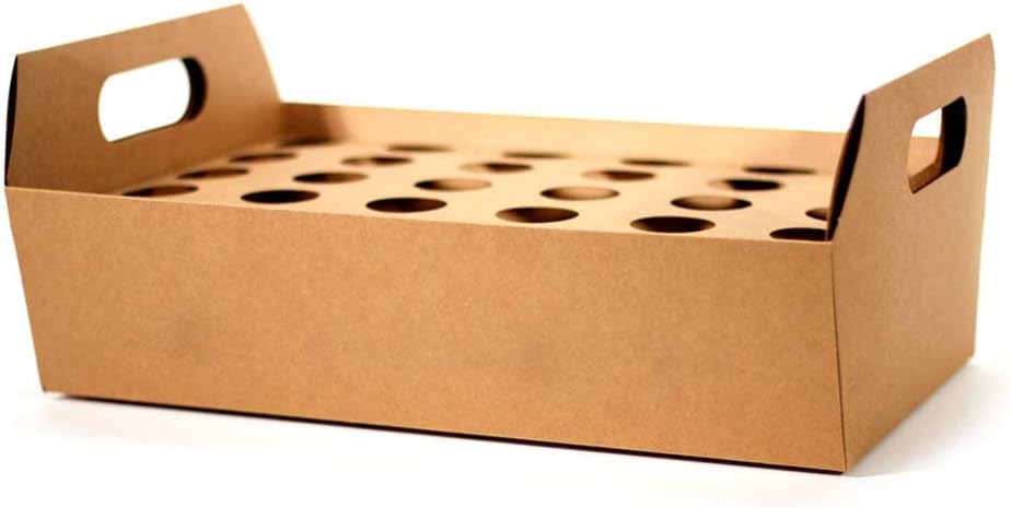 Party Confetti Cone Holder Box for Gift Box Wedding, Stand Tray Box with 30 Holes and 32 Cone Papers (Kraft-F)