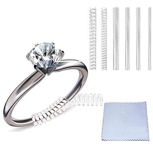 Ring Sizers for Loose Rings, Eiito Ring Size Adjuster Spacers or Tightener, Invisible Guards, 6 Sizes Fitter, Resizer Fit Almost Any Rings, Reduces Size by 0.5-1.5