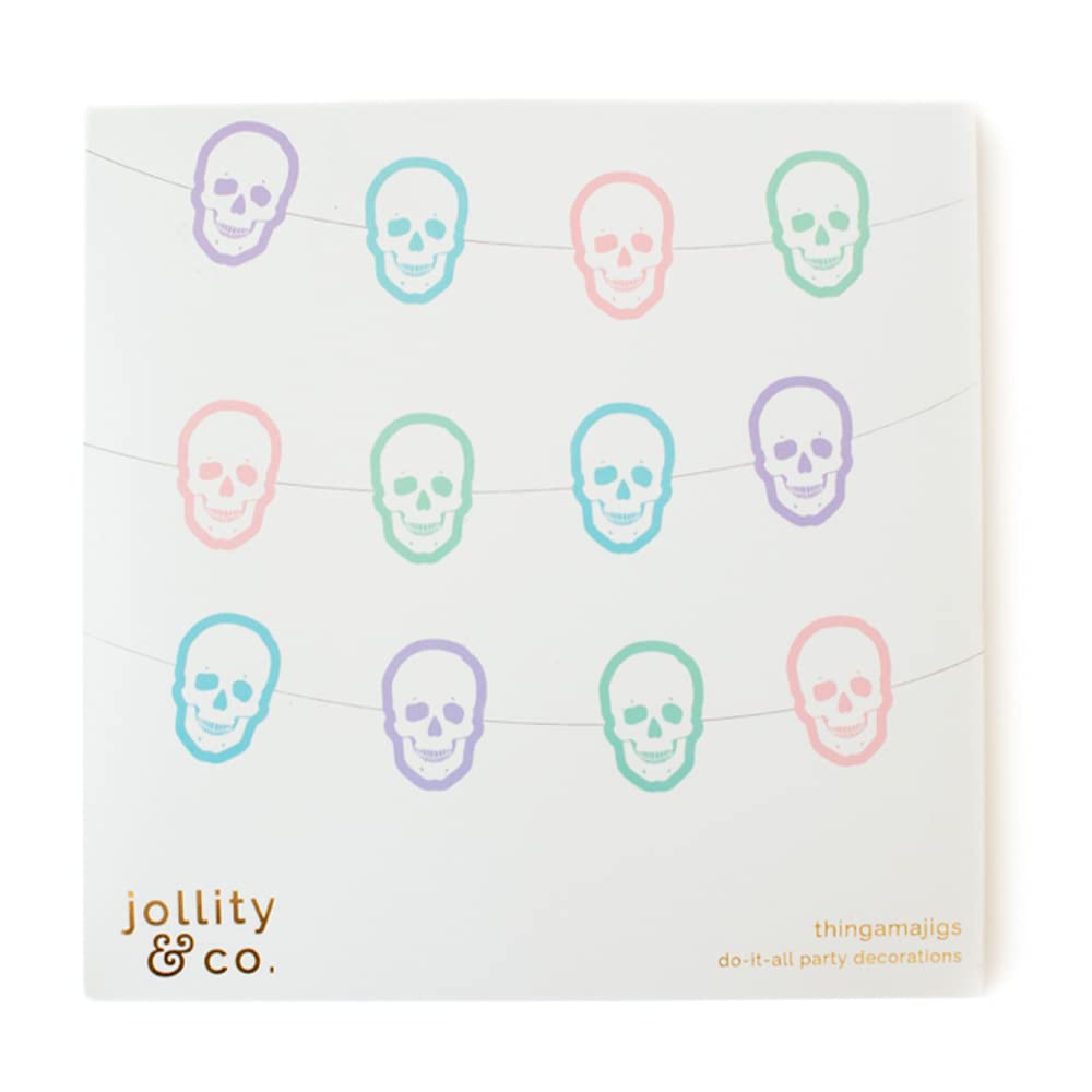 Halloween Banner | Jollity & Co Party Supplies | Pastel Skull Thingamajigs | Great for Halloween, Pirate Parties, and Birthday Decorations | Paper, 1 Garland