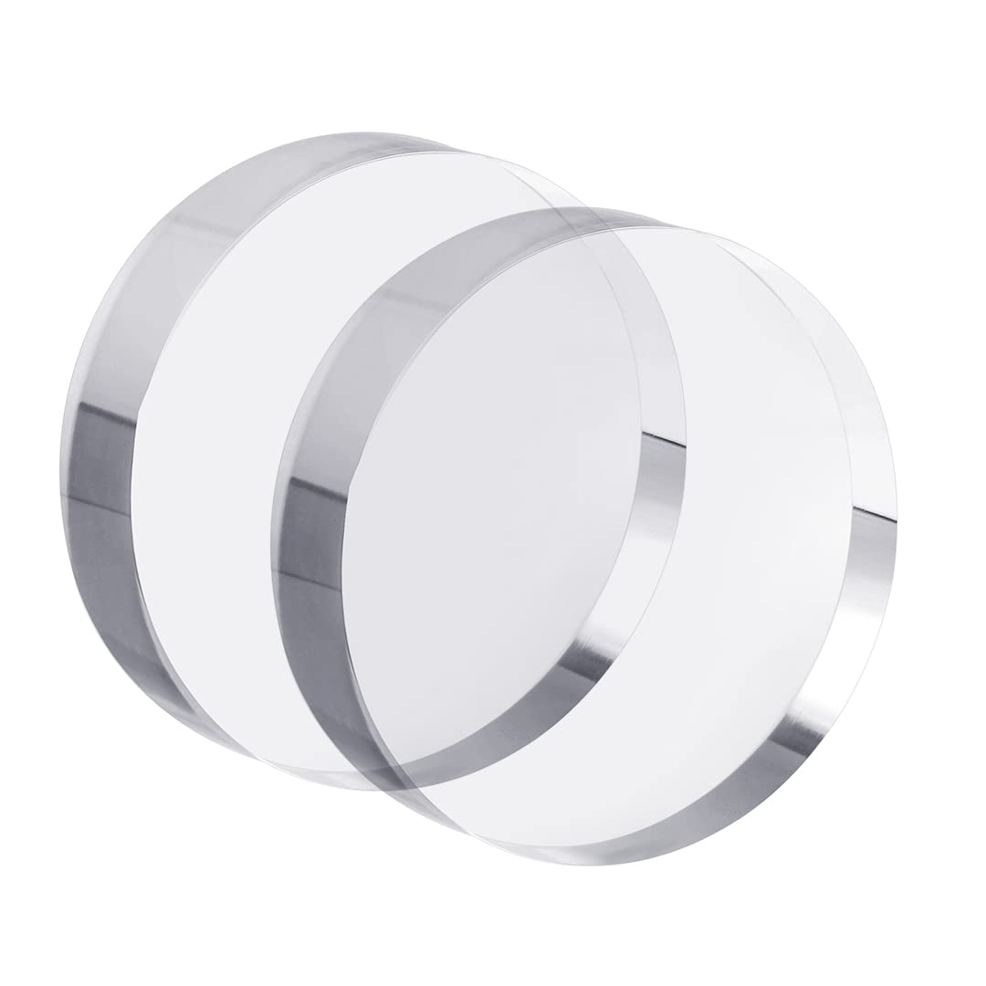 CiaoHER 1in Thickness 4in Diameter Acrylic Disc Display Block Clear Polished Round Pedestal Stand Riser 4" x 4" x 1", 2 Pack