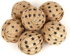 The Country House Collection Large Star Burlap Rag Ball, S/6 Asst. (2.5")