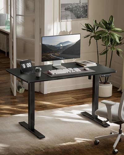 Marsail Standing Desk Adjustable Height Stand up Home Office Desk, 48x24 Inch Electric Standing Computer Desk, with 4 Memory Presets, Headphone Hook, Cable Organizer, Black