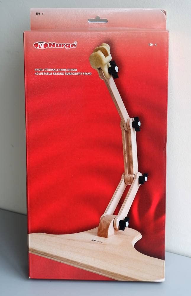 Nurge Adjustable Embroidery Table Stand, Cross Stitch Hoop Stand, Embroidery Hoop Holder. Hand Polished Natural Wood (190-4 Embroidery Stand)