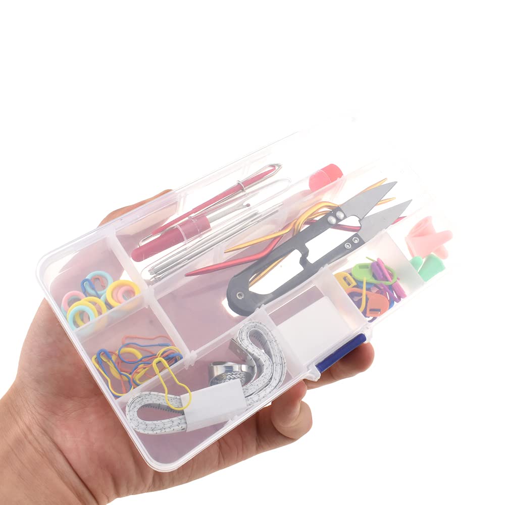 Hahiyo Knitting Accessories Set with Storage Box Needles Stitch Holders Markers Unpicker Crochet Beginner Experienced Stitchers Kit 69 Pieces in One for Sweaters Socks Yarn Sewing Crochet Embroidery