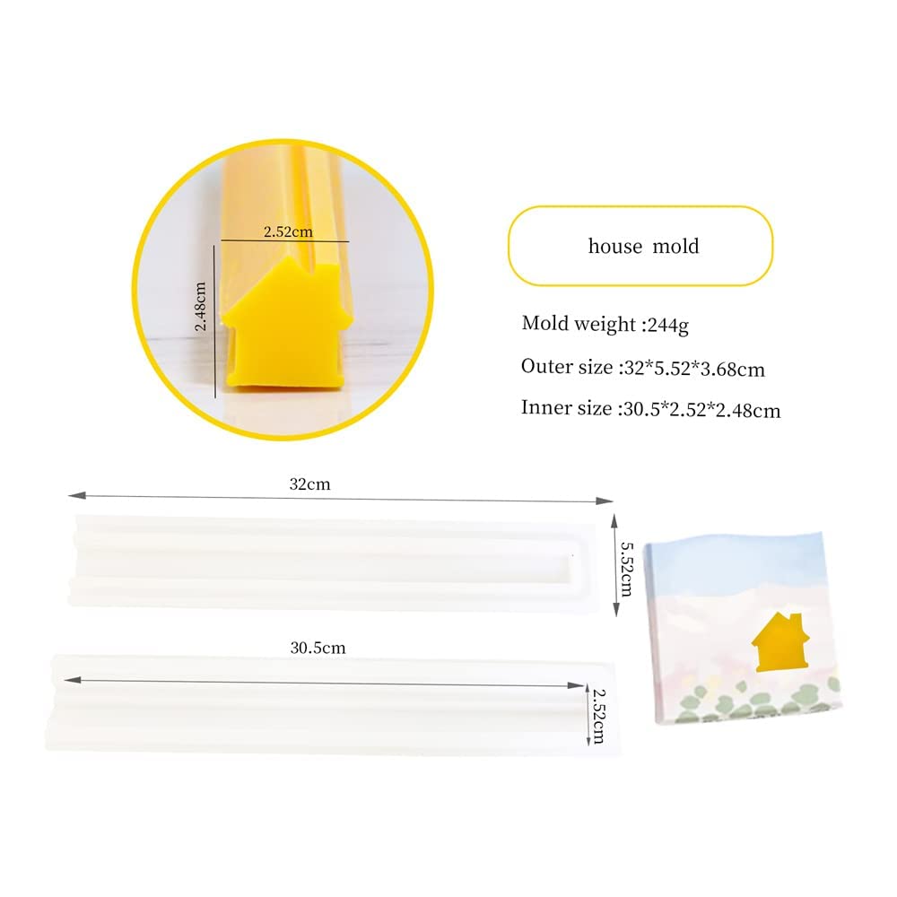Joayuezo Long Tube Column Mould Silicone Soap Mold Dessert Soap Candle Clay Craft Making Molds Pipe Tube DIY Handmade Cake Mousse Baking Tool (House)