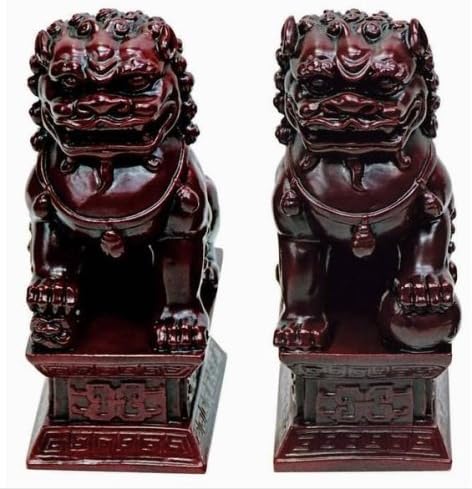 Temple Lions Foo Dogs Chinese Feng Shui Statue, Asian Art