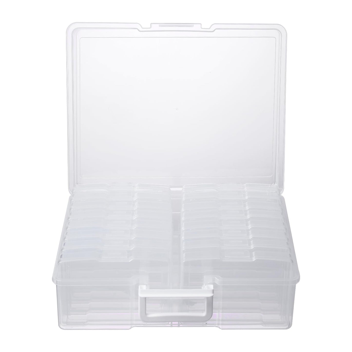novelinks Transparent 4" x 6" Photo Cases and Clear Craft Keeper with Handle, 16 Inner Photo Organizers & Photo Storage Box, Plastic Photo Storage Containers (Clear)