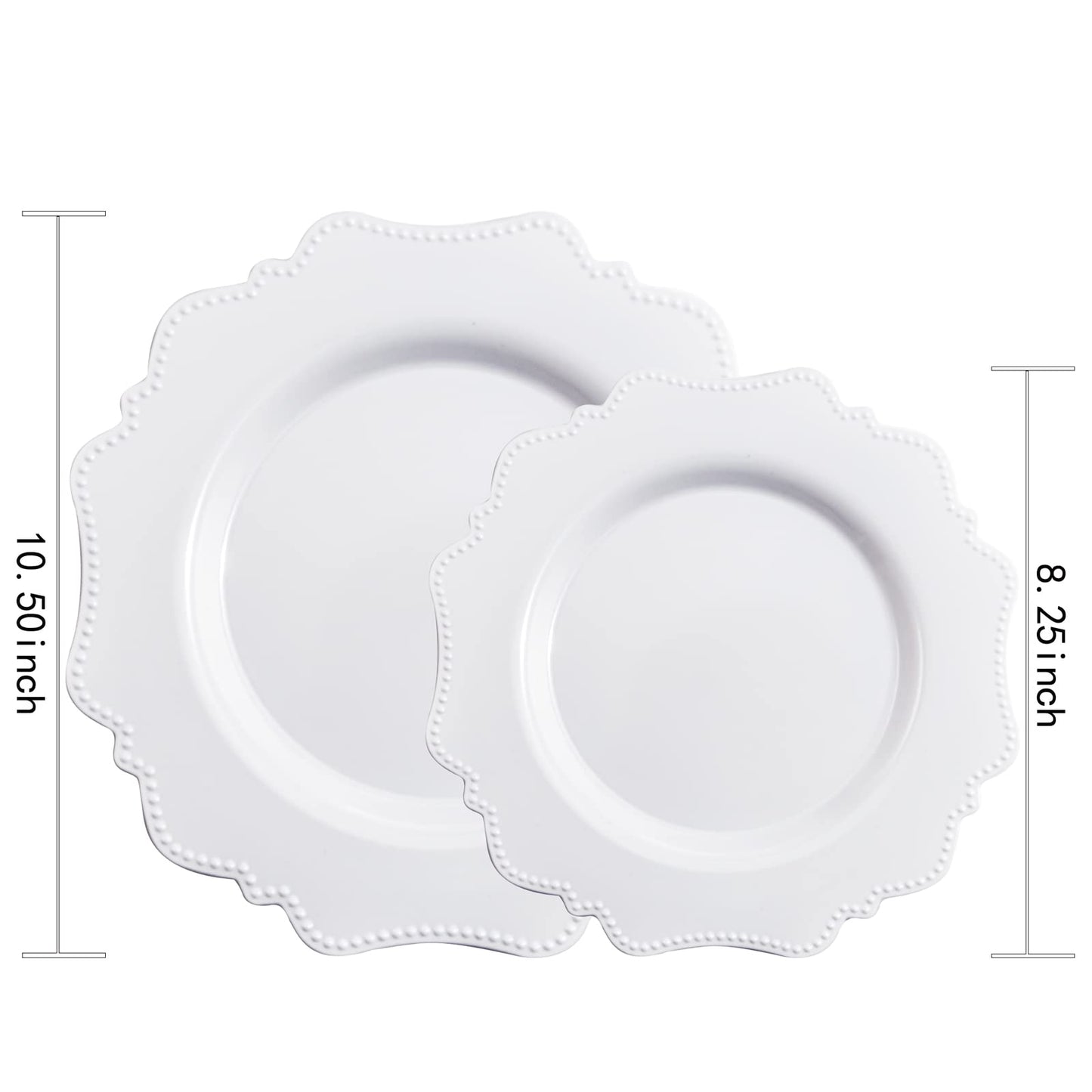 COLOSUS 60pcs White Disposable Plastic Plates-Heavy duty plate for party/wedding/anniversary 30 dinner plates and 30 dessert/salad plates