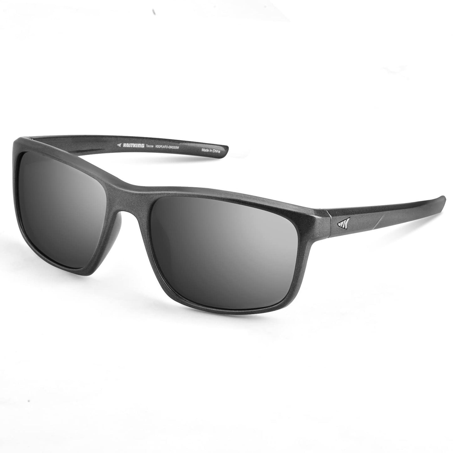 KastKing Toccoa Polarized Sport Sunglasses for Men and Women, Gloss Matalic Gun Frame, Smoke Base Silver Mirror
