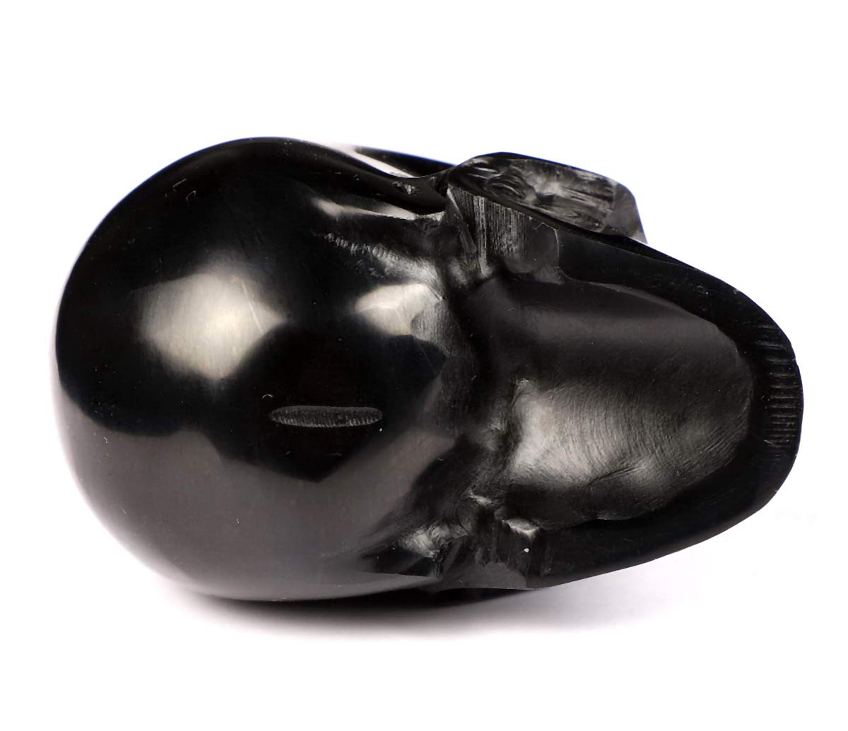Skullis 2.0" Jet Crystal Skull, Hand Carved Gemstone Fine Art Sculpture, Reiki Healing Stone Statue.