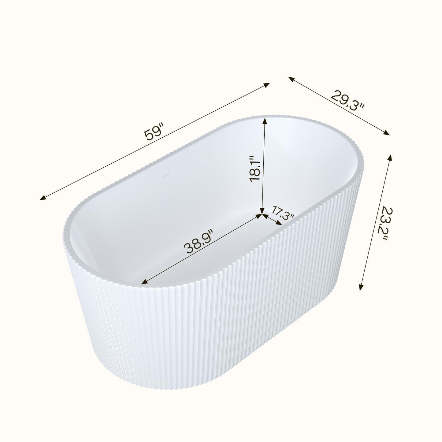 59" Acrylic Freestanding Bathtub, White Soaking Tub with Non-Slip Base, cUPC Certified Free Standing Tub, Chrome Drain Bath Tub, Modern Tub for Bathroom