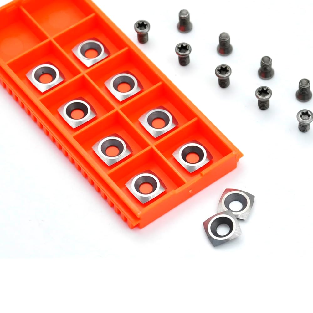 TANOMATE Negative Rake 11x11x2.0mm-R50 with Screws Carbide Replacement Inserts Cutter for Woodturning Lathe Tools.