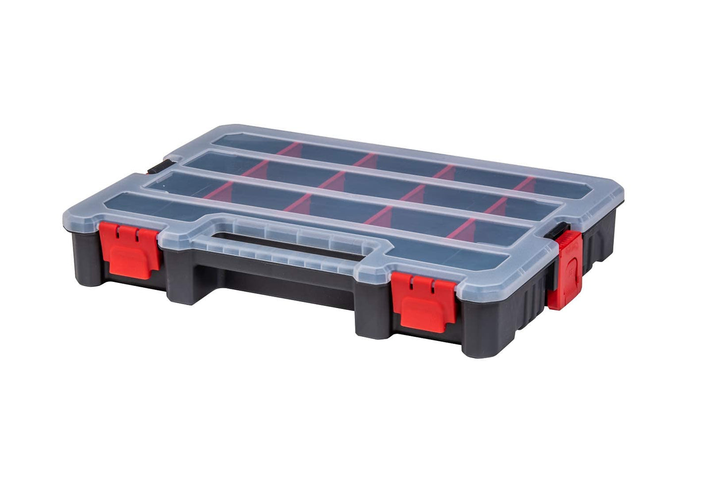2-Pack Small Parts Organizer Box – Stackable Hardware Storage Organizer Case with 20 Compartments & Dividers – Screw, Nut, Bolt, Drill Bit Organizer for Garage, Workshop, Crafts