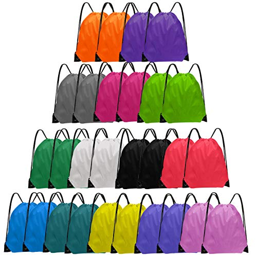 Grneric Drawstring Backpack Bulk 42 Pcs String Backpack Drawstring Bags Cinch Bag Sackpack for Men Women Gym (Red)