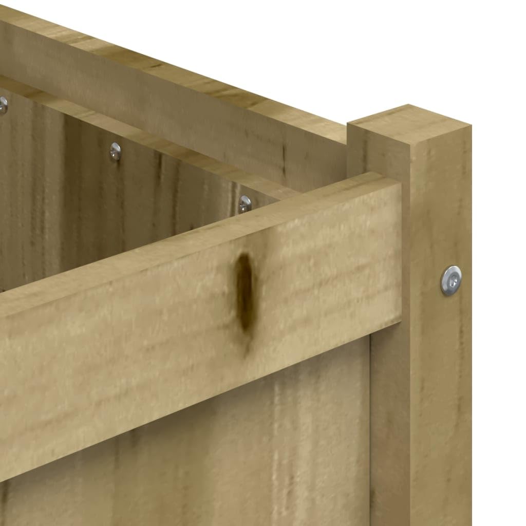 Foknhdi Large Outdoor Garden Planter Box 35 4x35 4x27 6 in Treated Solid Pine Wood Weathered Brown Raised Flower Bed for Patio Balcony Herb Vegetables
