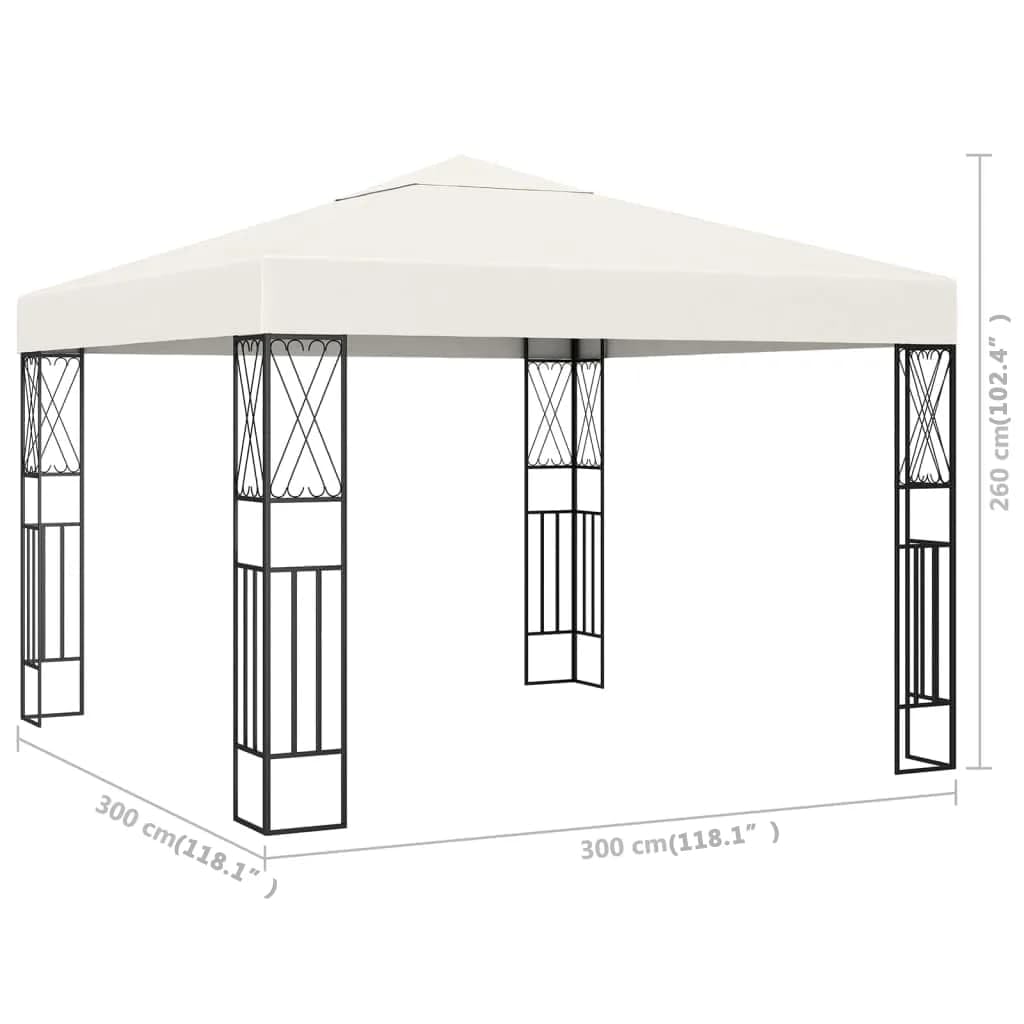 Cream Polyester Gazebo, 9.8x9.8 ft Square Outdoor Canopy Tent with Powder-Coated Steel Frame, Water Resistant UV Protection for Patio, Garden, Terrace Outdoor Structures
