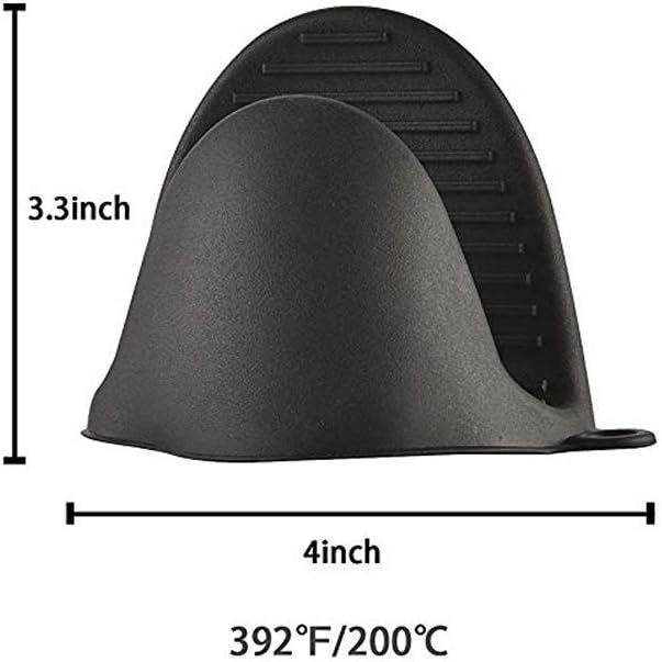 Mini Oven Mitts - Cooking Pinch Grips, Silicone Potholder for Kitchen Cooking 2pcs (Black)