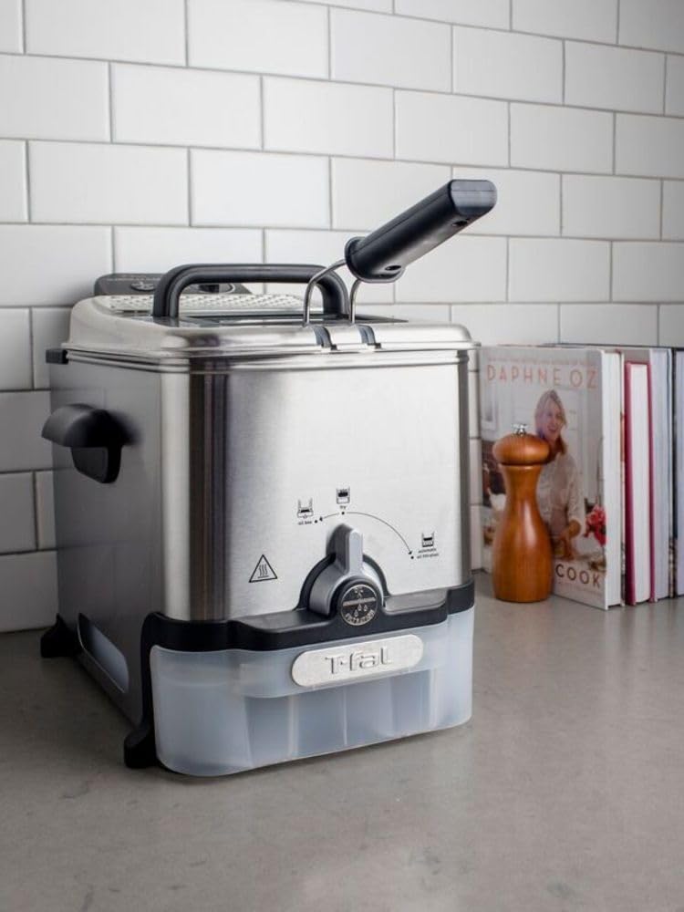 T-fal 3.5L Stainless Steel Deep Fryer with Basket for Home Use, 1700W, Deep Fryer with Oil Filtration, Temp Control, Digital Timer