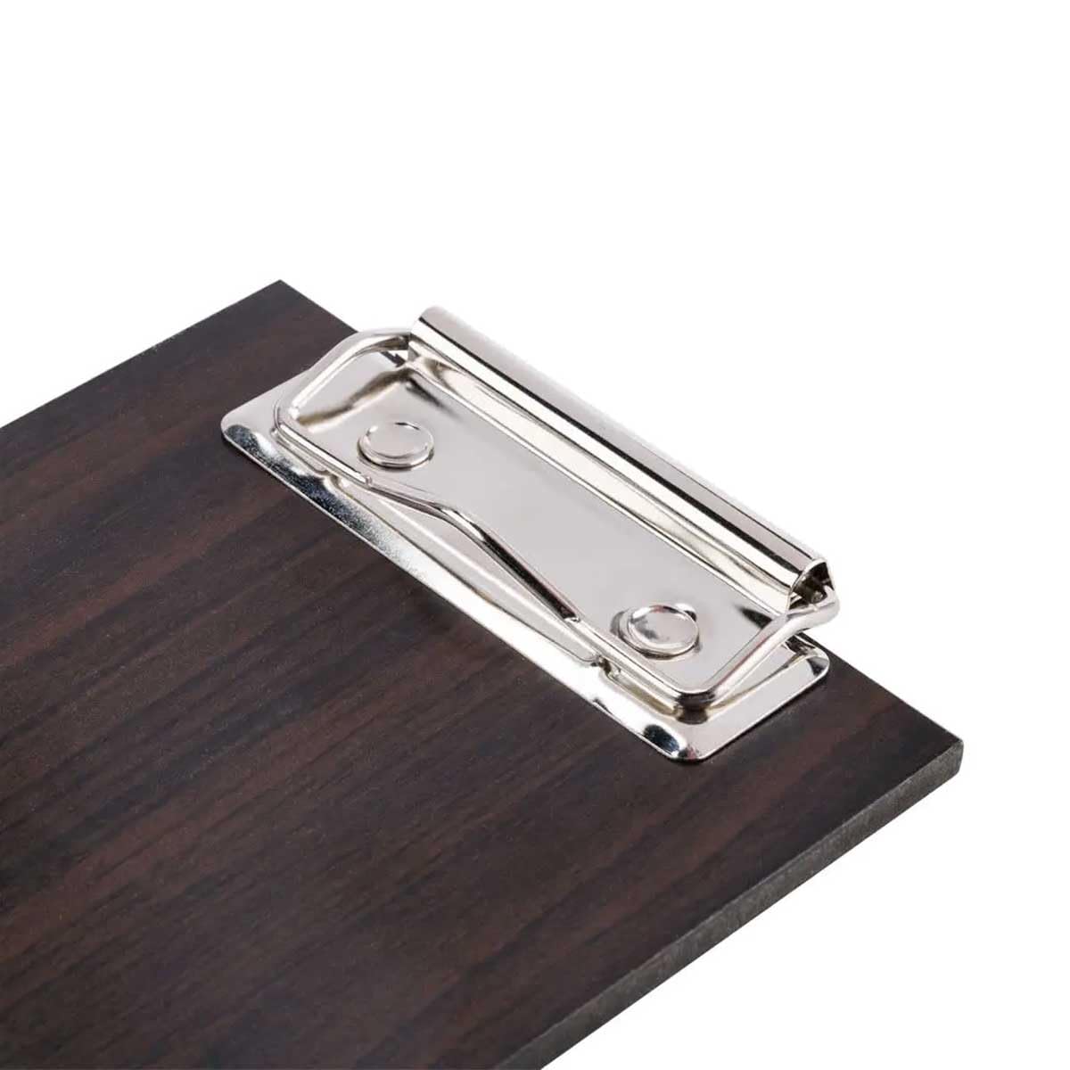 LZMS 4 Pcs 4" x 8" Dark Wood Color Clipboards - Menu Holder - Check Presenter with Low Profile Clip - for Pocket Sized Notepads