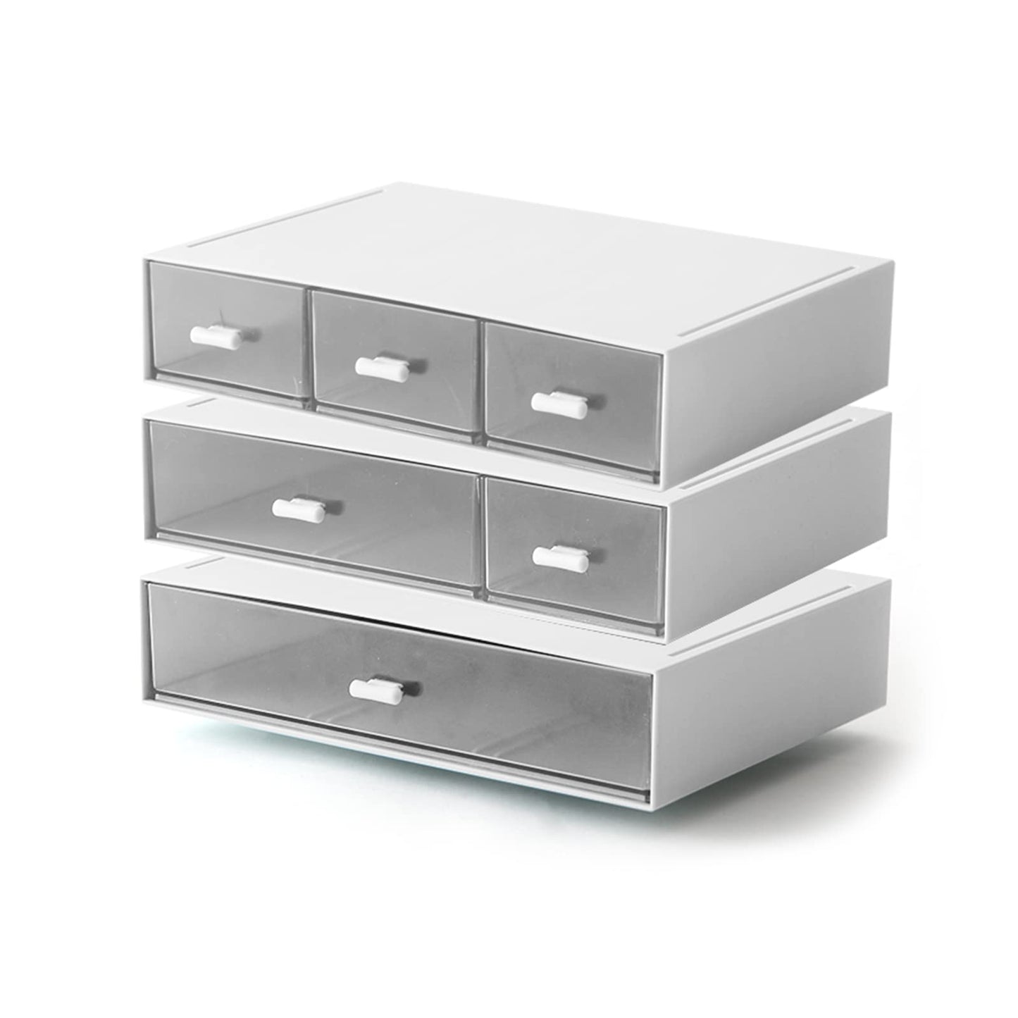 MILULUGO Desk Organizer with 6 Drawers, Makeup Organizer, Plastic Cosmetic Organizer, Bathroom Organization Boxes, Desktop Storage Box(White)