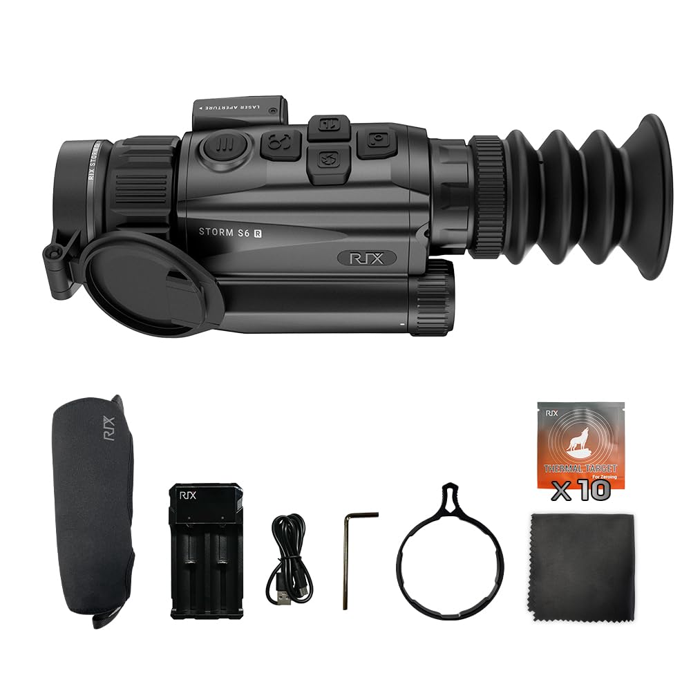 RIX STORM-S6R 12um 640 Thermal Scope 35mm with Laser Rangefinder(50Hz), Thermal RifleScope with 1968 Yards Detection Range and Ballistic Calculator, ≤1lb, Safety Level-Class I, Power Output<1mW