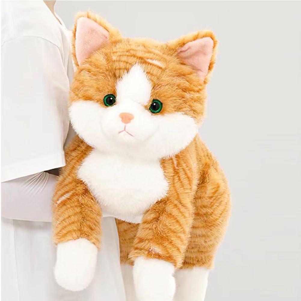 Leahaoe Weighted Stuffed Cat 19" 2Lbs, Realistic Cat Stuffed Animal for Kids and Adutls, Soft Orange Weighted Plush Animal Pillow Toy