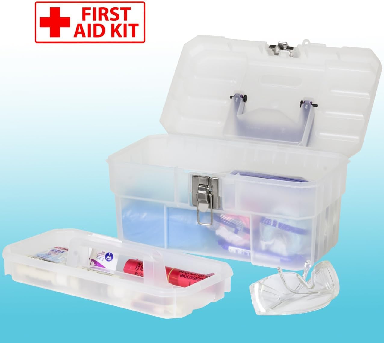 Akro-Mils 09514CFT ProBox 14-Inch Plastic Art Supply, Craft or Medical Storage Toolbox with Removable Tray, 14-Inch x 8-Inch x 8-Inch, Clear