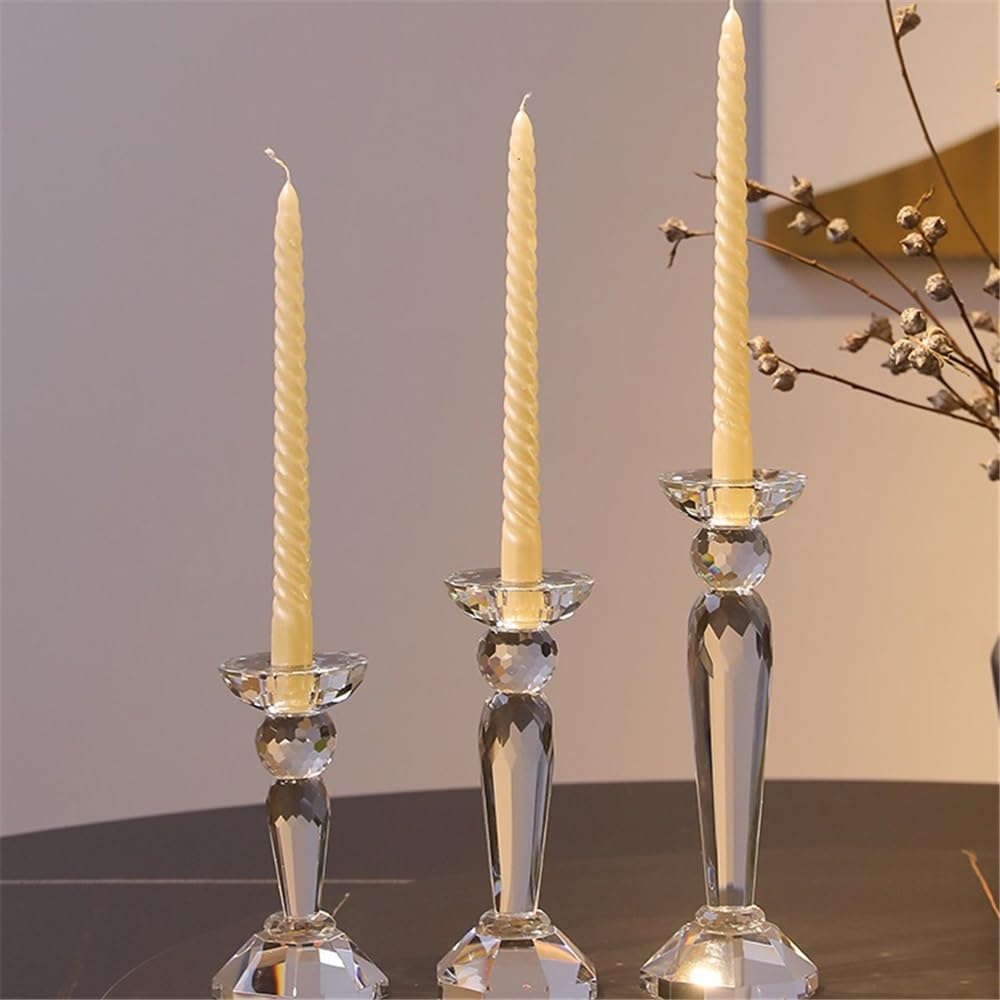 Candlestick Holders Creative Crystal Candlestick Elegant Candle Holder Centerpiece for Wedding, Church, Halloween, Dining, Home Decor Candle Holders(Medium)