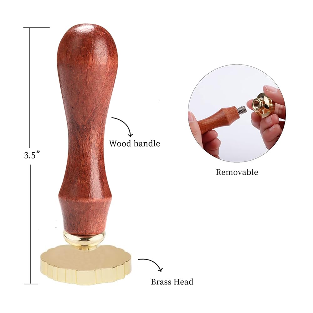 WUERLIN Oval Embossed Frame Wax Seal Stamp 3D Wax Seal Head with Removable Wood Handle Vintage Photo Frame Stamp Design for Wedding Invitations Sealing Envelopes Diplomas Scrapbooking-Style 6