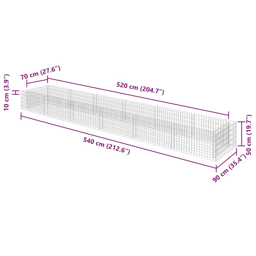 Foknhdi Galvanized Steel Large Gabion Raised Bed 212.6"x35.4"x19.7" Silver Planter Box for Vegetables, Herbs & Flowers
