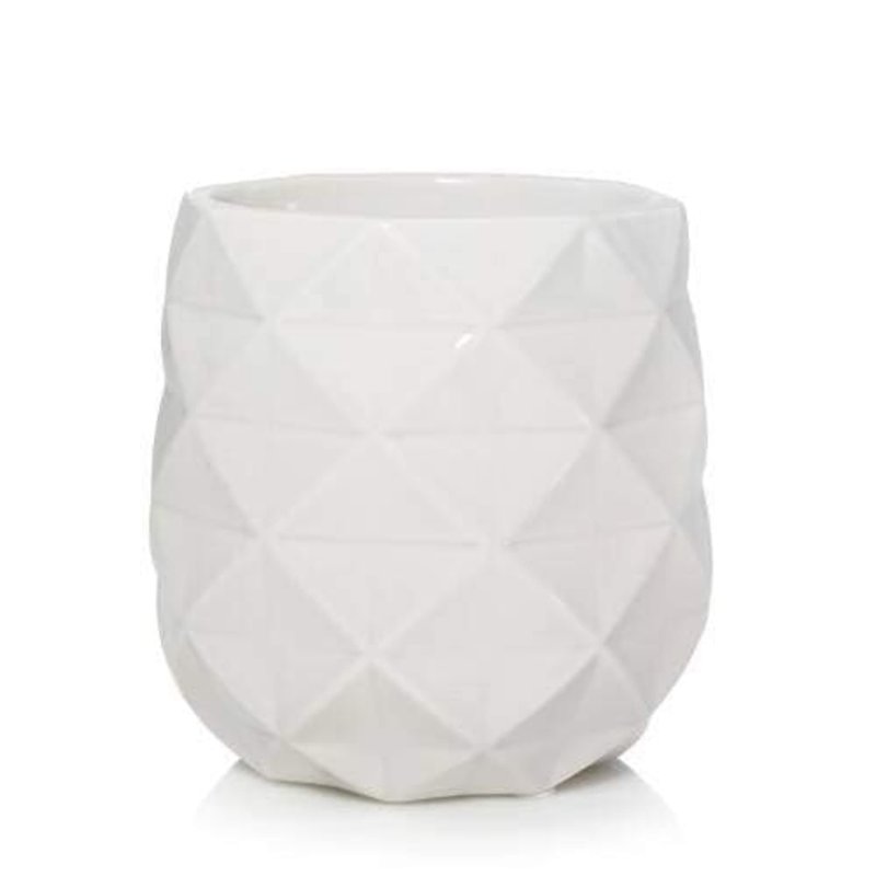 Yankee Candle Langham Collection Scenterpiece Wax Warmer with Auto Timer, White, Multi-Faceted Ceramic, 6-Foot Power Cord