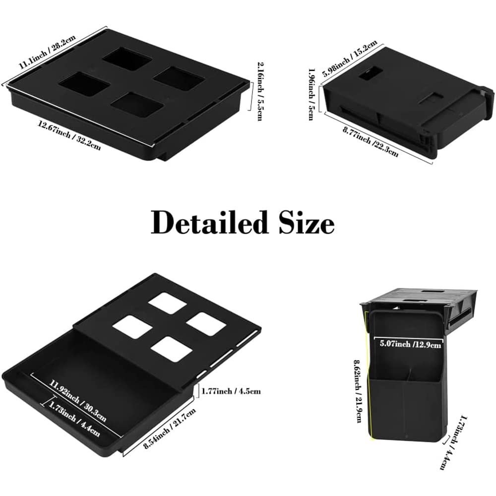 Under Desk Drawer Storage Organizer - 2 Pack (Large and Small) Black - (Please Note - Drawer Size/No Lip Under Desktop) - 2 Installation Methods (Screw or Adhesive)