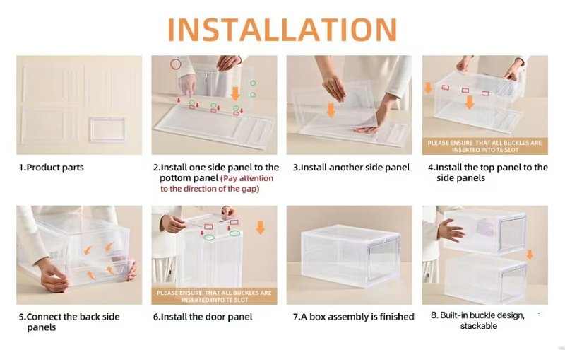 beehomay Large Shoe Boxes Clear Plastic Stackable,Drop Front Shoe Box with Clear Door, Shoe Containers For Sneaker Display,Fit up to US Size12