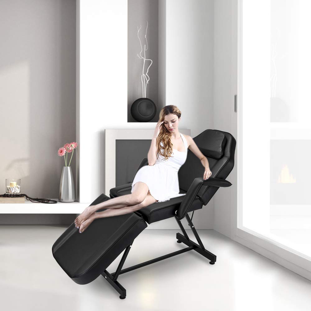 Bazhshxu 72 inches Portable Massage Bed 3 Section Professional Massage Table Height Adjustable Salon Chair Beauty Spa Bed with Adjustable Armrest,Hydraulic Stool