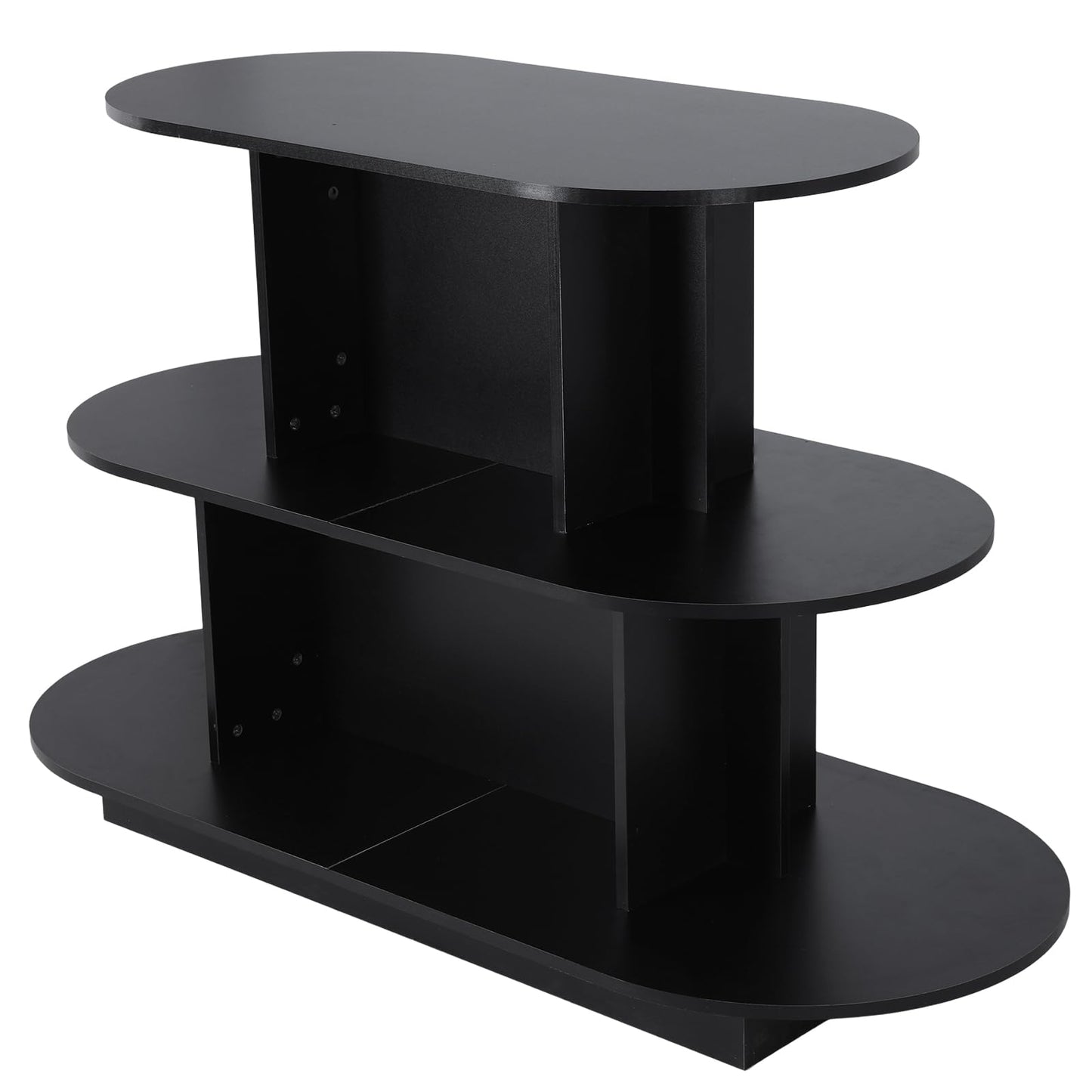 Hubxinly 3 Tier Wooden Oval Display Table Modern Standing Display Riser Shelf Retail Table for Stores Vendor Events 55in W x 23.6in D x 35in H