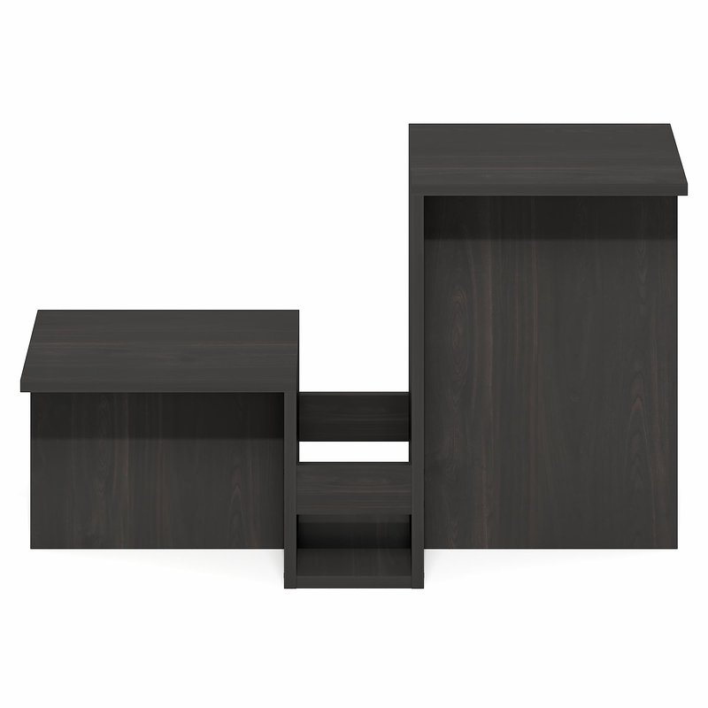 Furinno BOYATE Side Table, Valley Shaped End Table, with Tiered Levels and Magazine Rack, for Living Room, Espresso