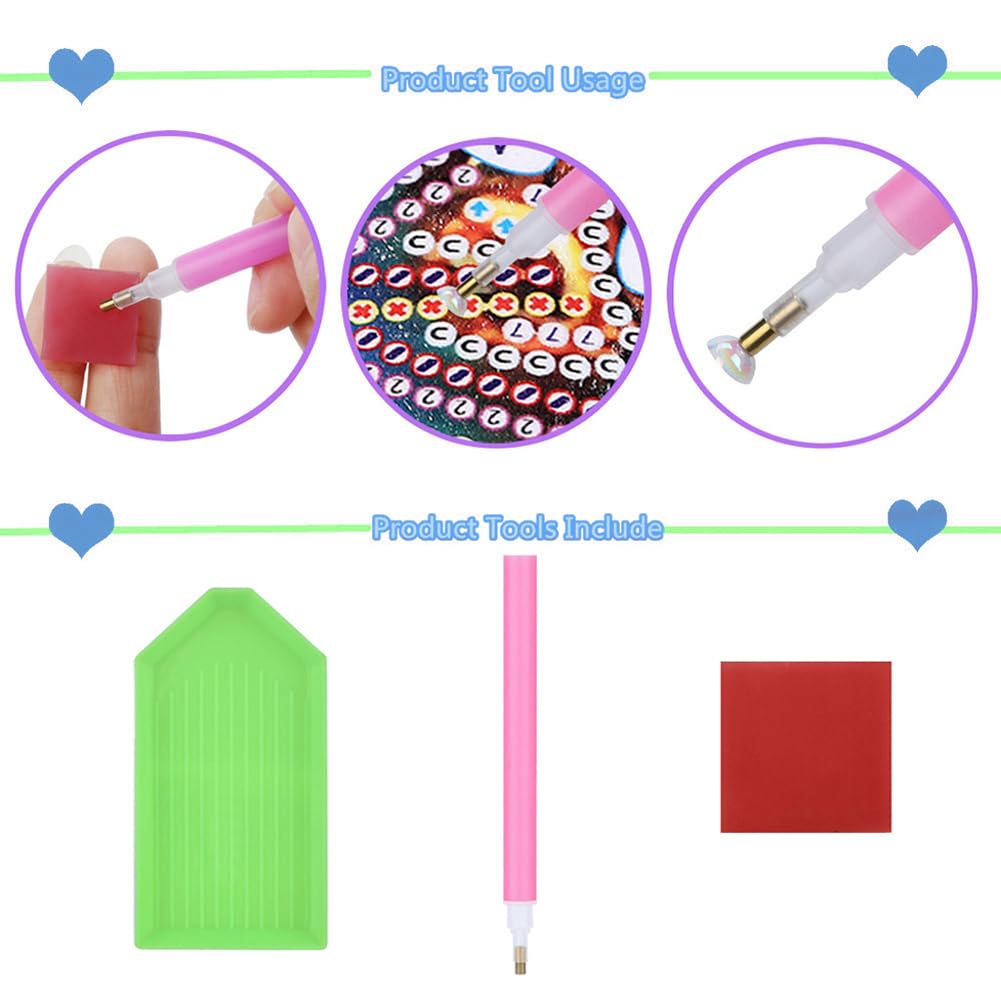 Sulunmo DIY Diamond Art Painting Kit Desk Tabletop Clock Craft Diamond Drill Art Kit for Home Decor Decoration, Creative Gift(Hooks-Christmas-Crystal-Ball-26)