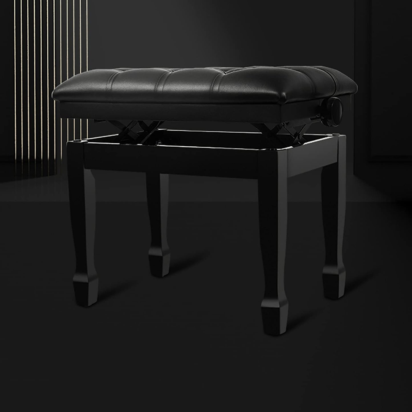 EliteBloom Leather Piano Bench Adjustable Deluxe Padded Piano Stool with Soft Pu Cushion Piano Stool,Keyboard Stool with Solid Hard Wood Construction,Brown