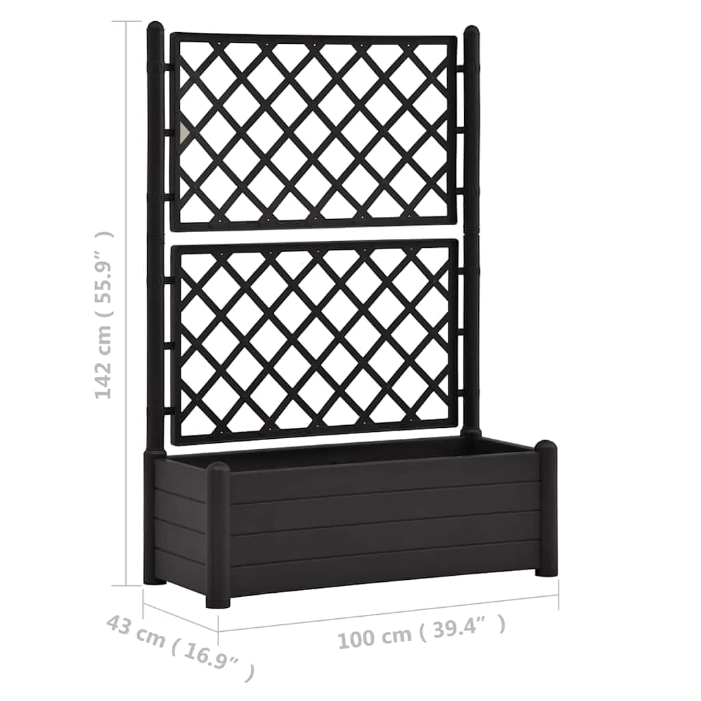 Garden Planter with Trellis - Large Elevated Plant Box for Outdoor Plants, 39.4"x16.9"x55.9" PP Anthracite – Perfect Gardening in Rectangle Boxes