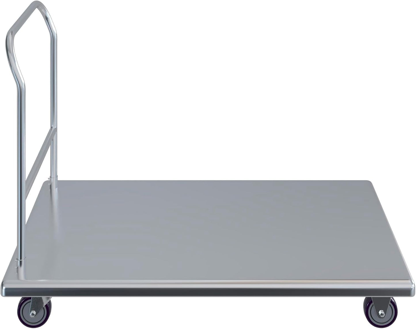 Express-KitchQuip Stainless Steel Platform Cart β 24" W x 48" L x 32" H | Heavy-Duty Flatbed Push Dolly with Handle | Utility Transport Cart for Commercial Kitchens, Warehouses, and Storage
