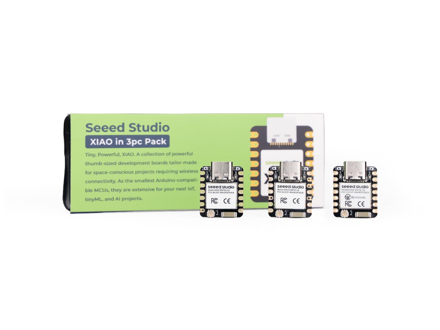 XIAO ESP32C6 3PCS Pack - 2.4GHz Wi-Fi 6, BLE 5.0, Zigbee, Matter, Thread, onboard Antenna and External Antenna Interface