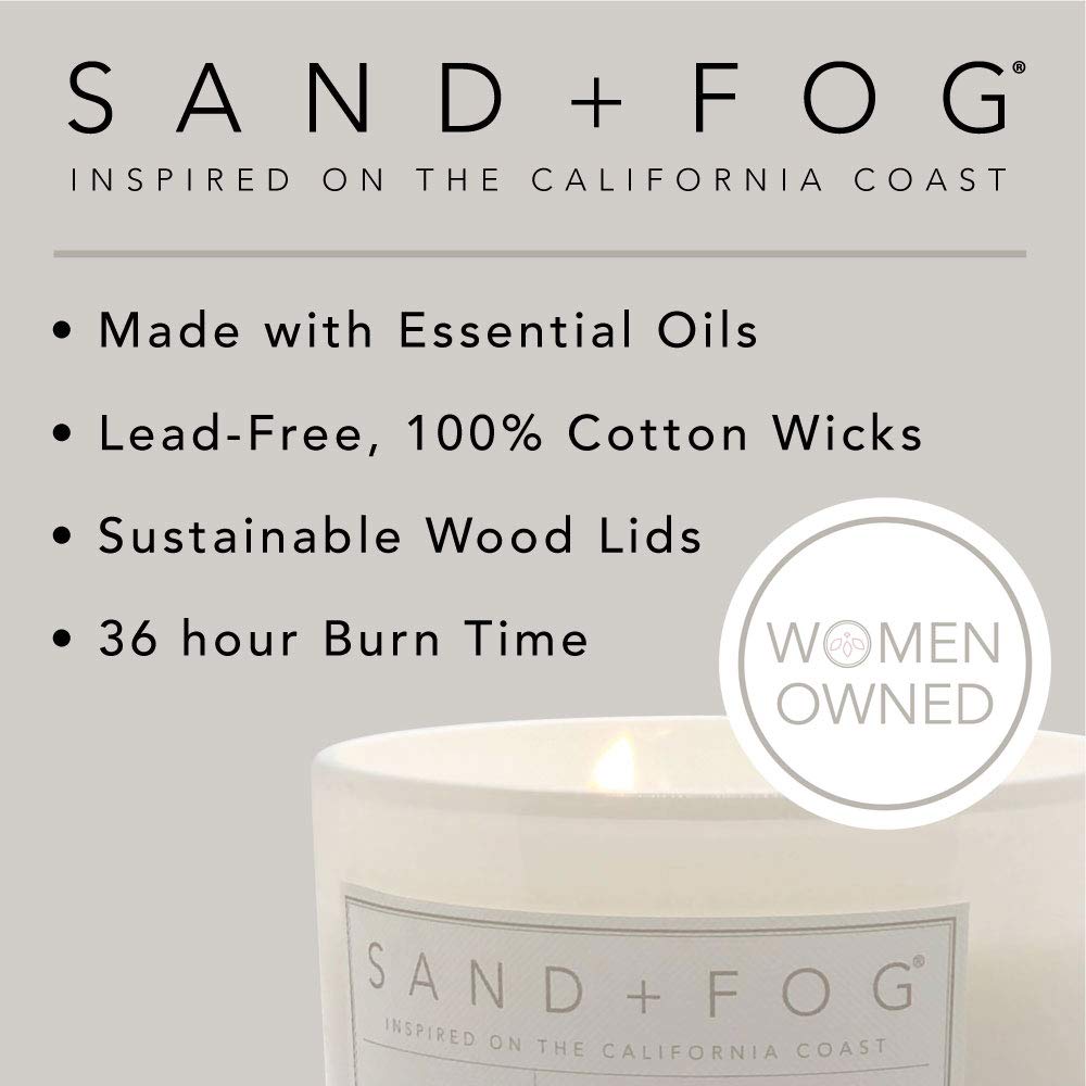 Sand + Fog Scented Candle -Tahitian Vanilla – Additional Scents and Sizes – 100% Cotton Lead-Free Wick - Luxury Air Freshening Jar Candles - Perfect Home Decor – 12oz