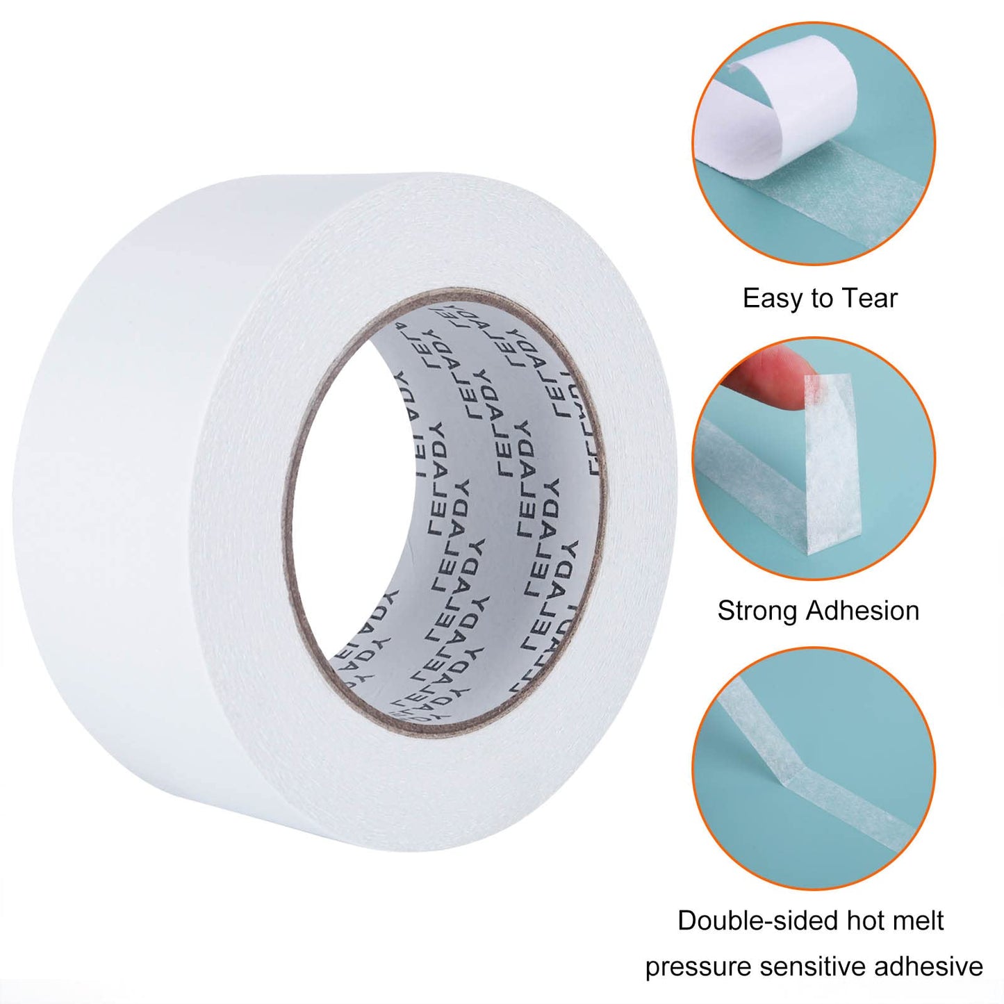 LELADY Double Sided Tape 2 Inch x 40 Yards- 1 Roll Double-Sided Adhesive Sticky Tape, High Adhesive Double-Sided Tape, for Arts, Crafts, Office School Stationery Supplies