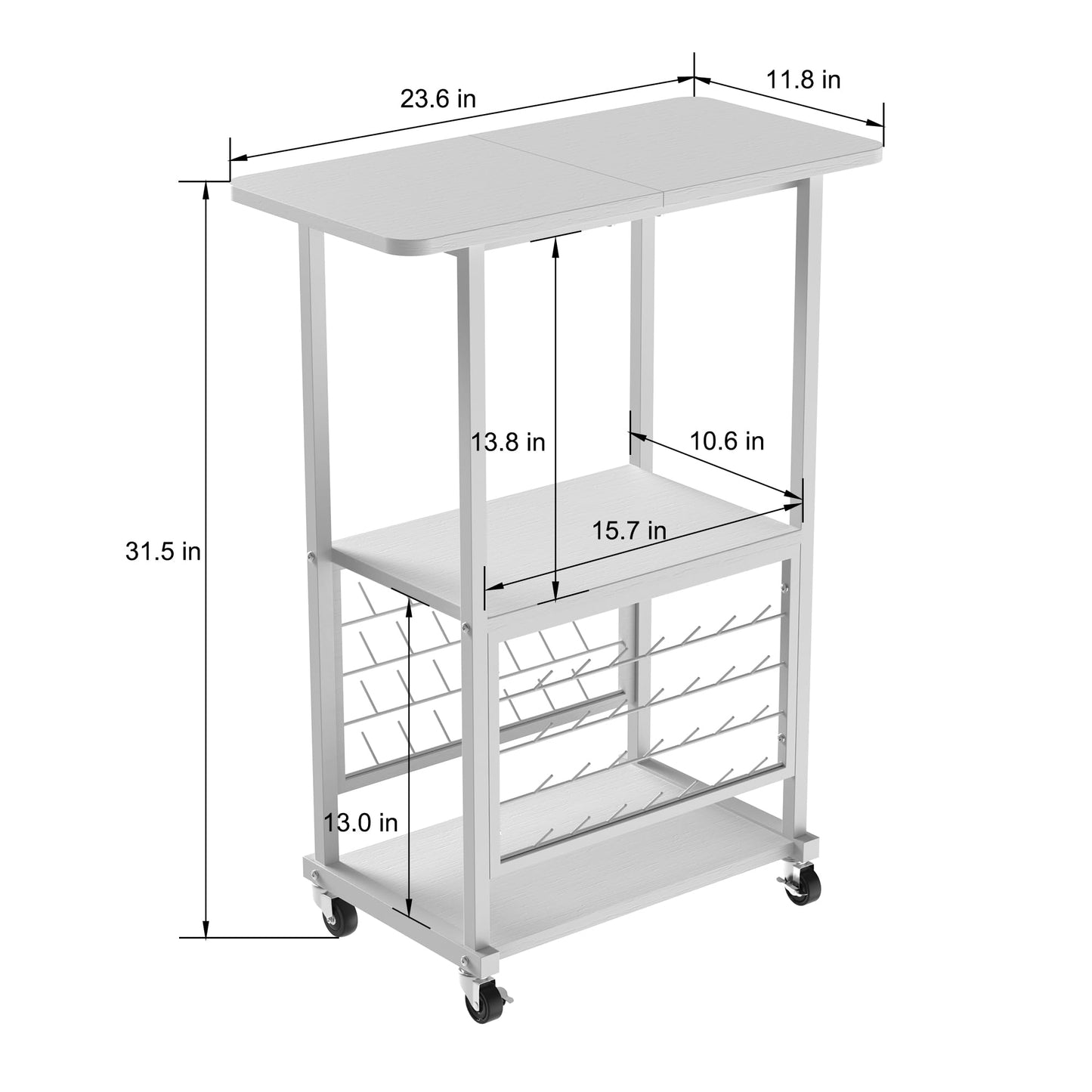 Rolling Craft Table with 56 Spools Thread Holder, 3 Storage Shelves, Portable Sewing Cabinet for Embroidery Machine, Craft Cart Organizer, White