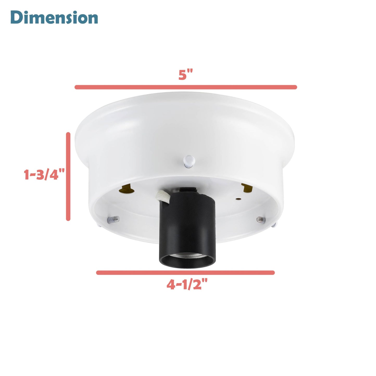 Aspen Creative 22105-03-1, Flush Mount Ceiling Fixture Shade Holder Kit in Matte White Finish 4-1/2" Fitter, 5" Diameter x 1-3/4" Height