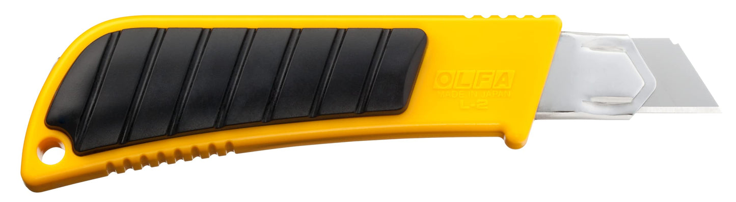 OLFA 18mm Heavy-Duty Utility Knife (L-2) - Multi-Purpose Custom Cutting Depth Precision Knife w/Rubber Inset for Increased Precision & Snap-Off Blade, Replacement Blades: Any OLFA 18mm Blade